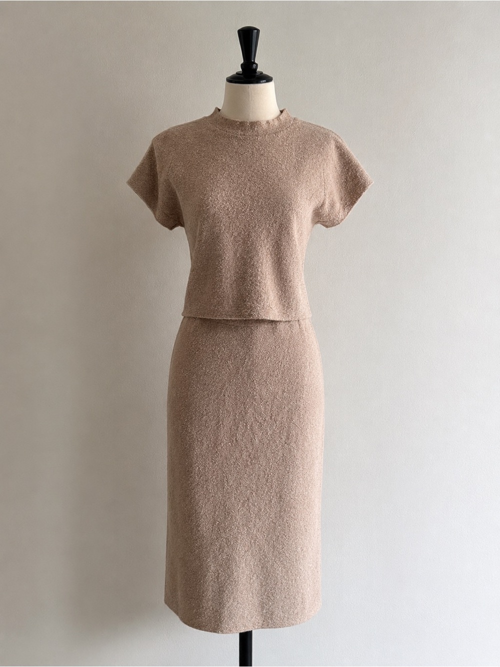 a new day Textured Skirt Set- Beige